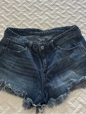 Vintage Y2K Vanilla Star Festival Denim Shorts Sz 13 Frayed Hem